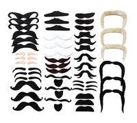 BEAHING Bigotes 48 Uds Halloween Palo en Bigote 16 diseños Barbas Autoadhesivas Disfraces Divertidos Accesorios para Carnaval, Cos