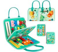 BEAHING Busy Board Libro Educativo Montessori de Fieltro Ocupado para niños pequeños con asa para Aprender sobre Engranajes, Cordones, Botones, Cremalleras, Hebillas y más, Libro de Fieltro