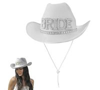 BEAHING Cowgirl gorro, sombrero de vaquero Novia de la vaquilla ancha de brogros Panamá para el cosplay de la boda Fancy Party Play White
