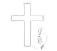 BEAHING Decoración de la Pared de Jesús USB Cross Neon Signs de Dios Holy Crucifijo Colgante Led Cross Light Decorations for Relig Religious Church Christmas Pascua Regalo Cristo Neon Cross