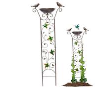 BEAHING Dispensador de Agua de pájaros, baño de pájaros con Enrejado de jardín 2 en 1 alimentador de Agua de Metal Desmontable dispensador Retro Retro para el colibrí del jardín al Aire Libre