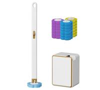 BEAHING Escobilla de baño desechable: con 18 recambios de Varillas, Varillas limpiadoras para Cuencos y Cabezales de fregado, Sistema de Limpieza Colgante para baño