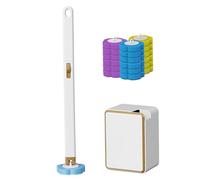 BEAHING Escobilla de baño desechable con 18 recambios de Varita, varitas limpiadoras de inodoros y Cabezales de Recambio de fregadora, Sistema de Limpieza desechable para Colgar en la Pared