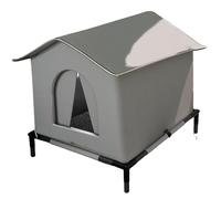 BEAHING Fuera de la casa Cat House House y aislando Cat Cath Outkage No Slip Fácil Asamblea Establecimiento de cálculo con Apoyo Elevado para Mascotas de 4 kg, Refugio al Aire Libre