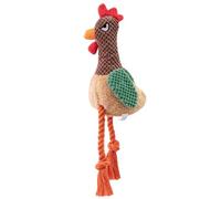 BEAHING Juguete para Perros de Pollo - Juguete masticable de Peluche para Perros de 15, 7 Pulgadas con Patas de Cuerda para Juego Interactivo y Salud Dental, marrón, Juguetes chirriantes