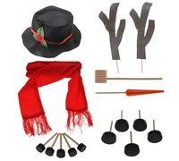 BEAHING Kit de muñeco de nieve, manualidades navideñas DIY para niños, incluye sombreros de copa negros, bufanda, botones de costura, brazos de nariz de zanahoria, fabricación de muñeco de nieve K