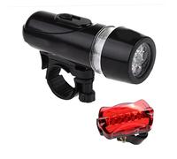 BEAHING Lámpara de Bicicleta 5LED Bicicleta de montaña Impermeable Faro Trasero combinación, Juego de Luces Delanteras y traseras de para Seguridad en Ciclismo, luz Negra