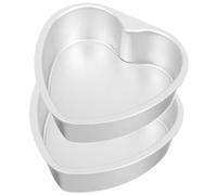 BEAHING Molde para pasteles en forma de corazón, lata para pasteles de aleación de aluminio de 6 pulgadas, anodizado, lavable, reutilizable, antiadherente, para panadería casera, 2 uds.
