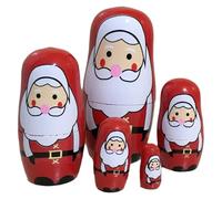 BEAHING Muñecas Rusas de Navidad de Madera de Papá Noel Matryoshka muñecas decoración de Navidad 5 Piezas, Santa Claus Matryoshka
