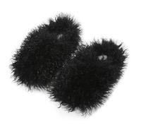 BEAHING Pantuflas peludas talla 42-43, pantuflas cálidas de pelo de oveja sintética negra
