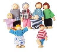 BEAHING Personas de casa de muñecas de Madera, 8 Figuras Familiares de Madera, Conjunto Familiar de muñecas de casa de, Conjunto de para niños