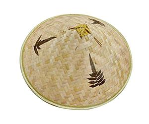 BEAHING Sombrero de bambú para mujeres hombres chino oriental sombrero de sol tejido trenzado ajustable cuerda a prueba de viento cono pico pesca