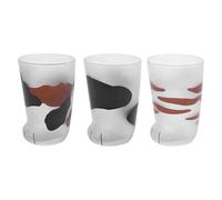 BEAHING Taza De Pata De Gato 300 Ml Resistente Al Calor, Taza De Vidrio Linda Pata De Gato De Leche De Desayuno Mate, Vaso De 3 Piezas para Cumpleaños, Bebidas para Amantes