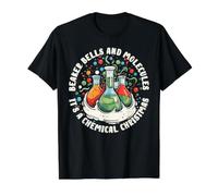 Beaker Bells and Molecules Christmas Science Scientist Camiseta gráfica económica, Hombre, Negro, L