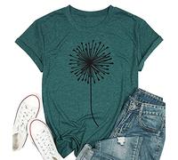 Bealatt Dandelion Make a Wish - Camiseta de Manga Corta para Mujer, diseño de Diente de león - Verde - Medium