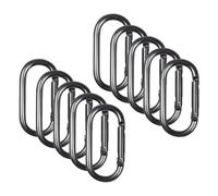 BEALIFE 10 mosquetones con Cierre de Seguridad y Anilla en D. Equipo fiable para Aventuras al Aire Libre. Mosquetón para Mochila, portabotellas y Llavero, Gris, 24x50 mm