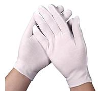 BEALIFE 12 Pares de Guantes de algodón Blanco para Mujer, manopla de Trabajo Suave, Protector de Mano, elástico Alto para reparación de Coches de Cocina, Grueso, XL
