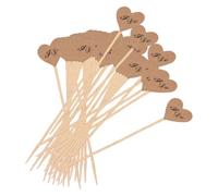 BEALIFE 50x Palillos para cupcakes con forma de corazón para fiestas de San Valentín, adornos papel kraft para cupcakes, amor, Sí, 2.9 x 2.5 cm