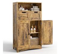 Bealife Armario de baño con 2 cajones, Estante Ajustable, Mueble de Almacenamiento multifunción para Cuarto de baño, Dormitorio, Pasillo (Retro, 60 x 30 x 108 cm)