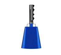 BEALIFE Cencerro con asa, campana de animación, timbre de llamada para conciertos en granjas, juegos fútbol, Azul, Longitud total 26cm