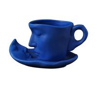 BEALIFE Exquisita taza de café de cerámica con platillo. Diseño irregular. Ideal para cualquier Tamaño del platillo: 10,8 x 3,9 cm. Taza irregular con, azul, 0.8 x 3.9 cm