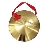 BEALIFE Gong de cobre y latón, instrumento único de cobre, gong manual, platillos, banda rítmica latón para actuaciones tradicionales, con mazo Para madera, cinta colgante, oro, 32 centímetros