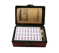 BEALIFE Juego de Mahjong Tradicional Chino portátil para diversión Familiar, Mini Mahjong en Caja de para Madera, fácil Guardar y Leer, portátil, práctico, versión, Doble Color
