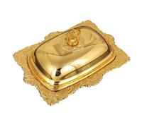 BEALIFE Mantequera cuadrada multiusos con tapa, dorada pulida, anticaídas, con relieve tridimensional, estilo europeo