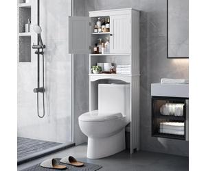 Bealife Mueble sobre Inodoro Armario, Mueble Alto para Lavadora, Estanterias Alta de Almacenaje Baño Armario Alto con 2 Puertas y estantes Abierto, 168x60x24cm