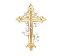 BEALIFE Parche bordado de poliéster único, costura artesanal, apliques bordados para proyectos de bricolaje y disfraces moda, parche bordado, costura artesanal, decoración tela, Oro, 28.5 x 19 cm