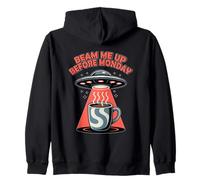 Beam Me Up Before Monday, Retro y Divertido Amante del café con ovnis Sudadera con Capucha