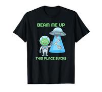 Beam Me Up Este Lugar Chupa Vacas OVNI Alienígenas Camiseta