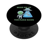 Beam Me Up Este Lugar Chupa Vacas OVNI Alienígenas PopSockets PopGrip Adhesivo