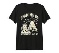 Beam Me Up Mi Terapeuta renunció a un Divertido ovni Retro de los años 50 Camiseta Premium