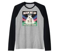 Beam Me Up This Place Sucks Pugs Edition Camiseta Manga Raglan