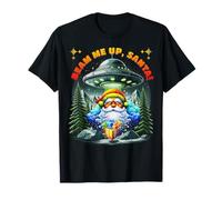 Beam Me Up UFO Santa Sci-Fi Diversión navideña - Alien Holiday Camiseta