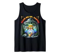 Beam Me Up UFO Santa Sci-Fi Diversión navideña - Alien Holiday Camiseta sin Mangas