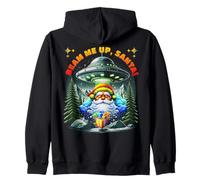 Beam Me Up UFO Santa Sci-Fi Diversión navideña - Alien Holiday Sudadera con Capucha