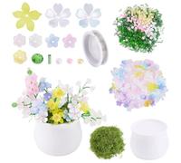 BEAMARKER 1 caja, 653 piezas, Kit de Plantas con Cuentas de Flores, Cuentas de Vidrio Forever Plant, Cuentas de Vidrio, Cuentas Acrílicas Coloridas con Forma de Flores, Tapas de Cuentas, Dijes con Mac