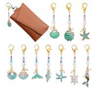 BEAMARKER 1 Caja de 10 Estilos de Llaveros con Dijes de Océano, Estrellas de Mar, Conchas Marinas, Sirenas, Tortugas Y Perlas, Colgantes con Cierres de Tipo Langosta, Llavero para Bolso, Cartera, Lla