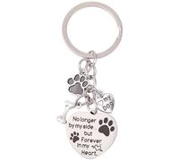 BEAMARKER 1 Caja de Llavero Conmemorativo para Perro, Regalo Conmemorativo para Mascotas, de Acero Inoxidable Y Plateado. Ya No Estoy A Mi Lado, por Siempre En Mi Corazón, Llavero con Dije de Huella