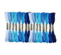 BEAMARKER 16 madeja de Hilo de Algodón Azul de 7.5 m Y 6 Capas para Punto de Cruz, Hilo de Bordar, Pulseras de la Amistad, Manualidades, Costura, Tejido Y Fabricación de Pulseras.
