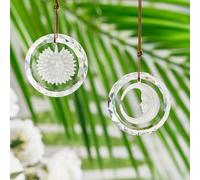 BEAMARKER 2 Pieza de 2 Estilos de Atrapasol de Cristal de 1.77x1.77 Pulgadas, Adornos Atrapasol Transparentes, Colgante Redondo, Creador de Arcoíris, Decoración de Luna, Colgante para Interior, E