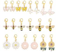 BEAMARKER 20 pieza de 10 estilos de Dijes de Abeja Y Flor, Dije de Girasol, Aleación de Esmalte, Mariposa de Primavera con Cierre de Langosta, Colgantes Florales de Margarita para Hacer Joyas, Llavero