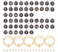 BEAMARKER 30 Juego de Kits de Adornos para Copas de Vino DIY: 52 Colgantes de Letras de Esmalte Negro, 30 Etiquetas Identificativas para Bebidas, 52 Anillas para Decoración de Fiestas Y Cócteles.