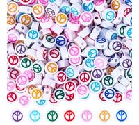 BEAMARKER 500 Pieza de Cuentas Acrílicas con el Símbolo de la Paz, Planas, Redondas, Blancas, Espaciadoras, Bonitas Y Estéticas, Suministros para Hacer Joyas, Pulseras, Collares, Pendientes, Llaveros