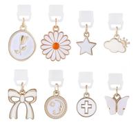 BEAMARKER 8 dijes de 8 estilos para Kindle, blanco, redondo, estrella, nube, sol, arco, flor, tapón antipolvo compatible con puerto de carga tipo C, accesorios de teléfono para amantes de los libros