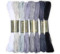 BEAMARKER 8 madeja de Hilo de Algodón Gris de 7.5 m Y 6 Capas para Punto de Cruz, Hilo de Bordar, Pulseras de la Amistad, Manualidades, Costura, Tejido Y Fabricación de Pulseras.