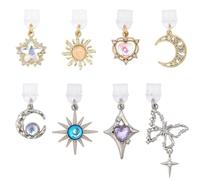 BEAMARKER 8 pieza de Abalorios para Kindle Sun Star Moon Dust Plug Charm Compatible con Kindle E-Reader Phone Type C Puertos de Carga Regalo para Amantes de los Libros Lectores Hombres Mujeres Profeso