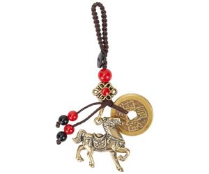 BEAMARKER Llavero Chino de Latón con Forma de Caballo Del Zodiaco Y Del Emperador, Llavero Feng Shui para la Fortuna, la Longevidad, la Riqueza Y el Éxito. Amuleto de Buena Suerte Vintage de Latón par